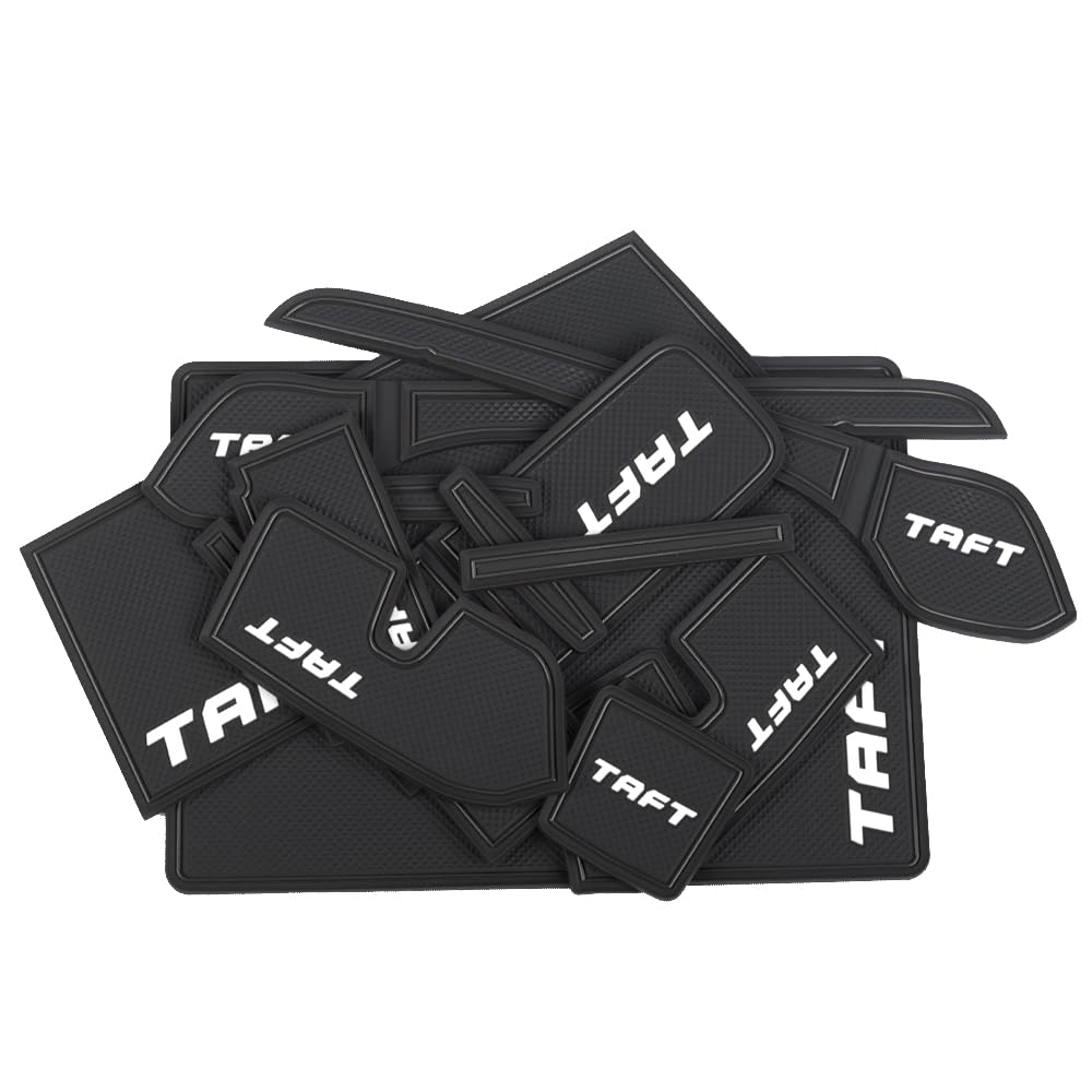 SAWAKAKI Interior Rubber Door Pocket Mats for Daihatsu Taft G Grade with and Interior Parts LA900S/LA910S (Pre-Minor Change) - 15-Pack (Black) Logo,