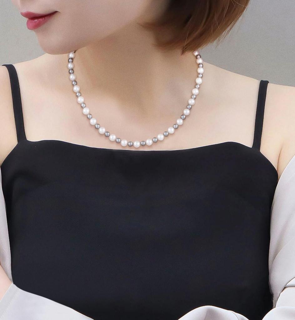 Pearl Necklace for Women and Quality Dark Gray Shell Pearl Black Gift [Mesaro] Men, Necklace, Simple, Unisex, Weddings, Funerals, Pearls, Pearls,