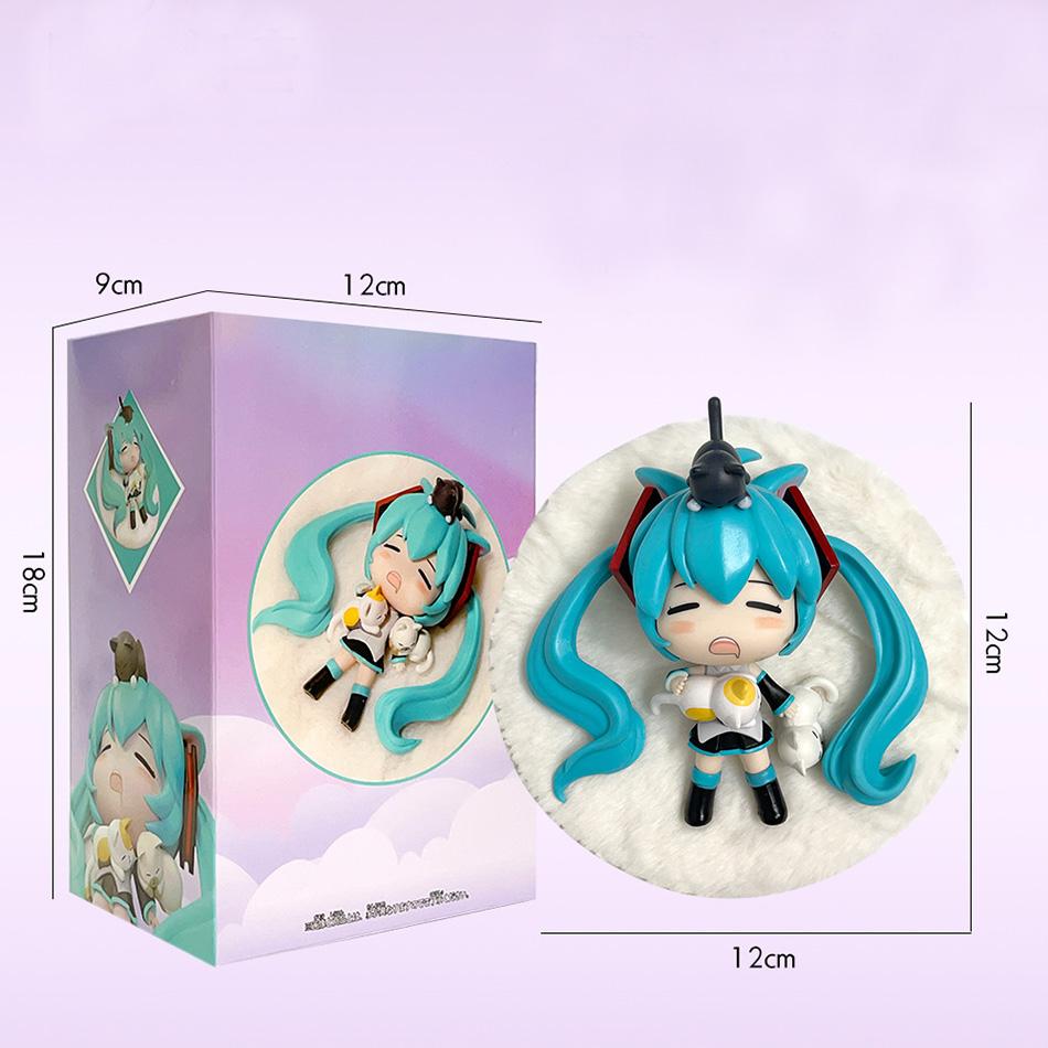 Em Estoque Anime Hatsune Miku Versão Q Feito à Mão Figuras de Ação Dormindo Modelo de PVC Decoração Moda de Animação Brinquedo Presentes de Feriado
