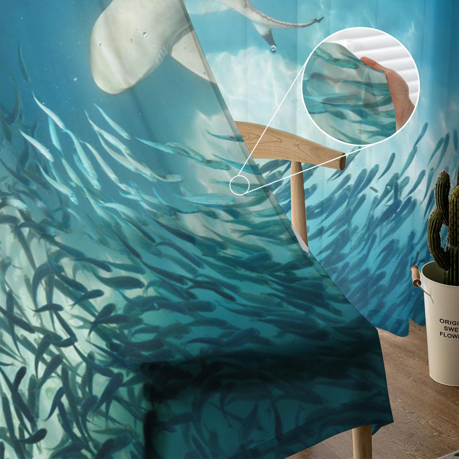 Тюлевые шторы с изображением акулы — фото 6