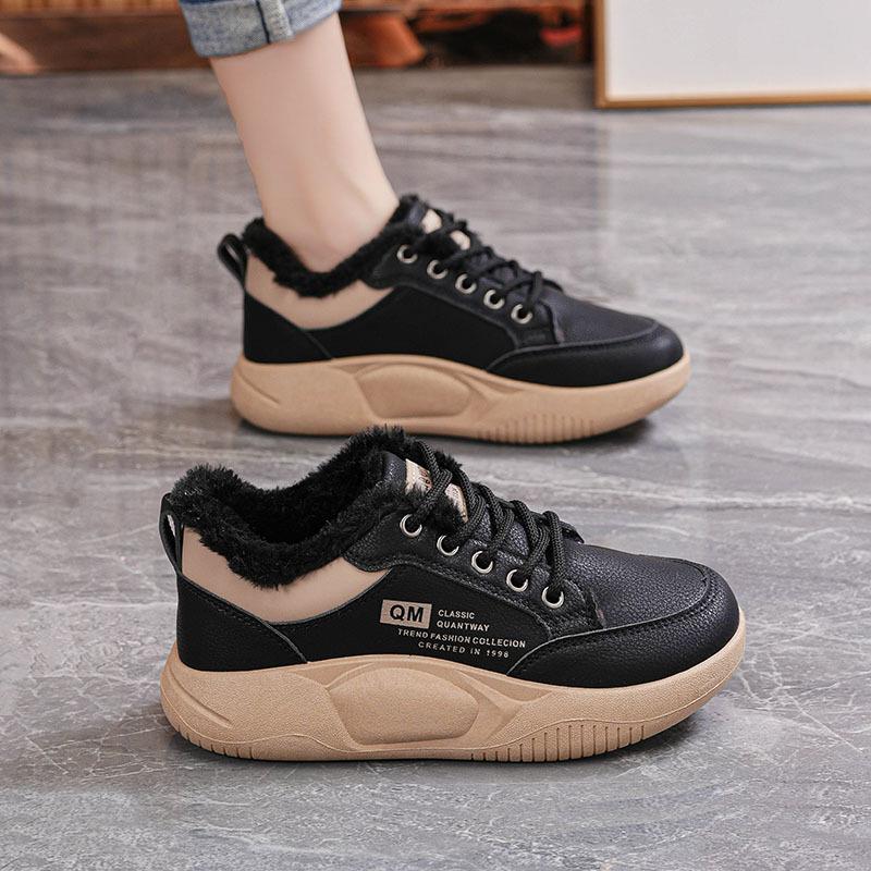 Women's hairy mouth anti-cold warm padded snow boots thick sole heightened non-slip wear outdoor leisure training sports shoes cotton boots