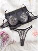 2024 Floral Embroidery Push-Up Sheer Lingerie Set