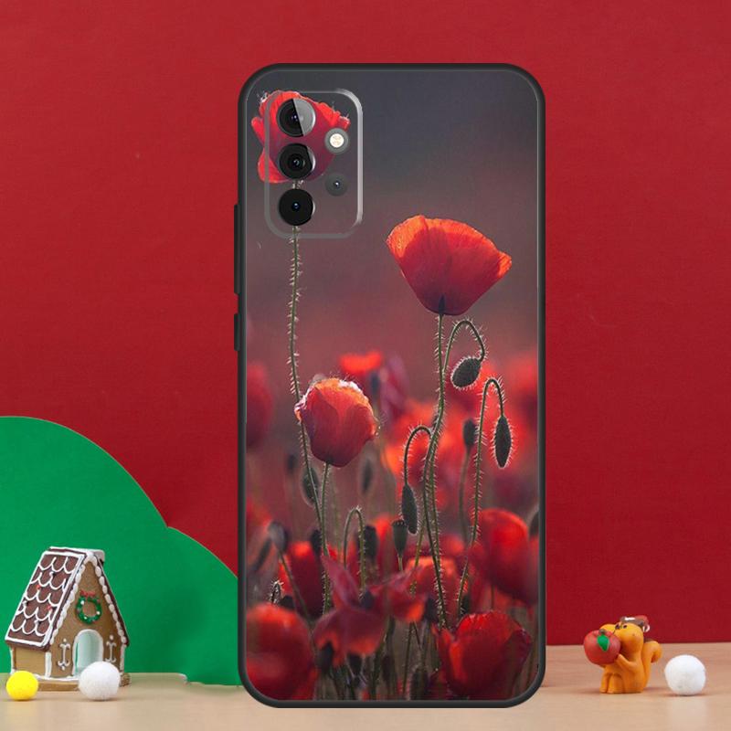 Red Corn Poppy Flower Case For Samsung Galaxy A56 A33 A13 A36 A23 A52 A32 A12 A54 A34 A14 A16 A53 A15 A35 A55 A17