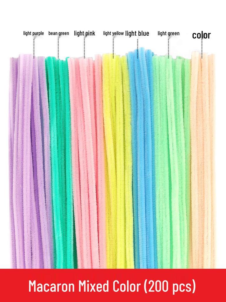 Colorful DIY Chenille Pipe Cleaner Bouquet - Plush, Handmade Spring Craft Pack In Macaron Shades for Children
