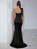 2025 Off-Shoulder Slit Long Evening Dress - Sexy Solid Color Fashion