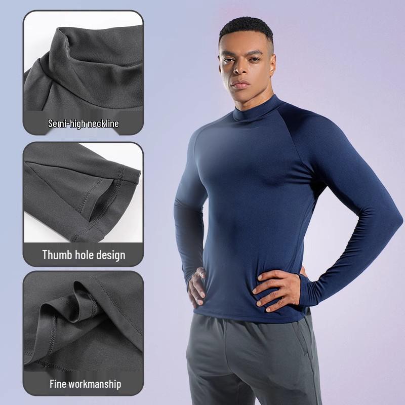 Herren Schnelltrocknendes Elastisches Langarm-Sport-T-Shirt für Laufen und Basketball - Frühling/Herbst.