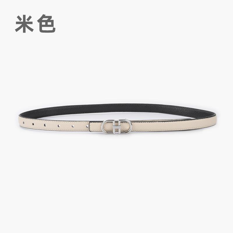 Lychee Pattern First Layer Cowhide Women'S Genuine Leather Women'S Belt Casual Pants Jeans Thin Two-Sided Belt Available