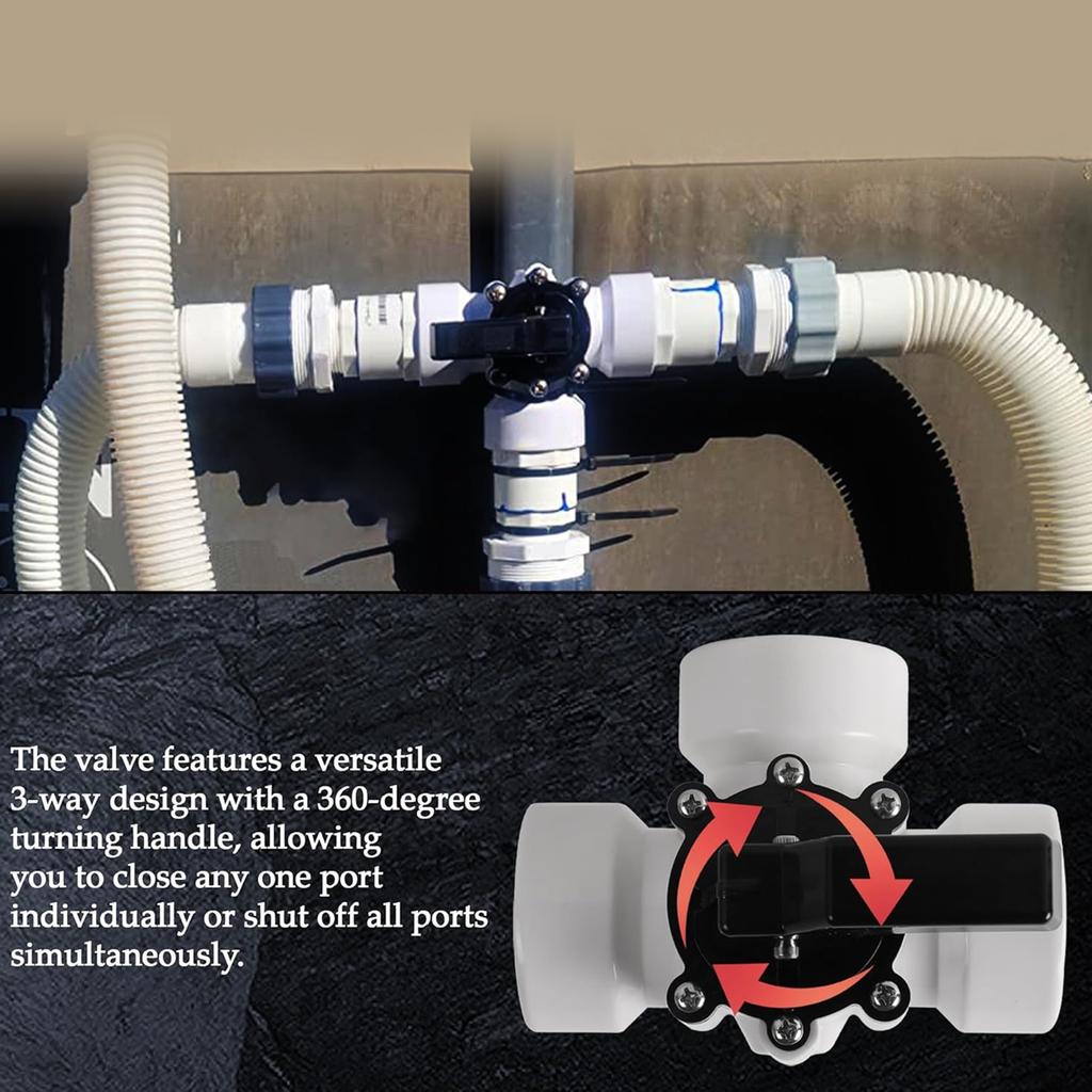 Efficient 3 Way Pool Valves Pool Diverter Valves Pool Management Kit Threaded Pool Replacement Valves for Pools and Spas
