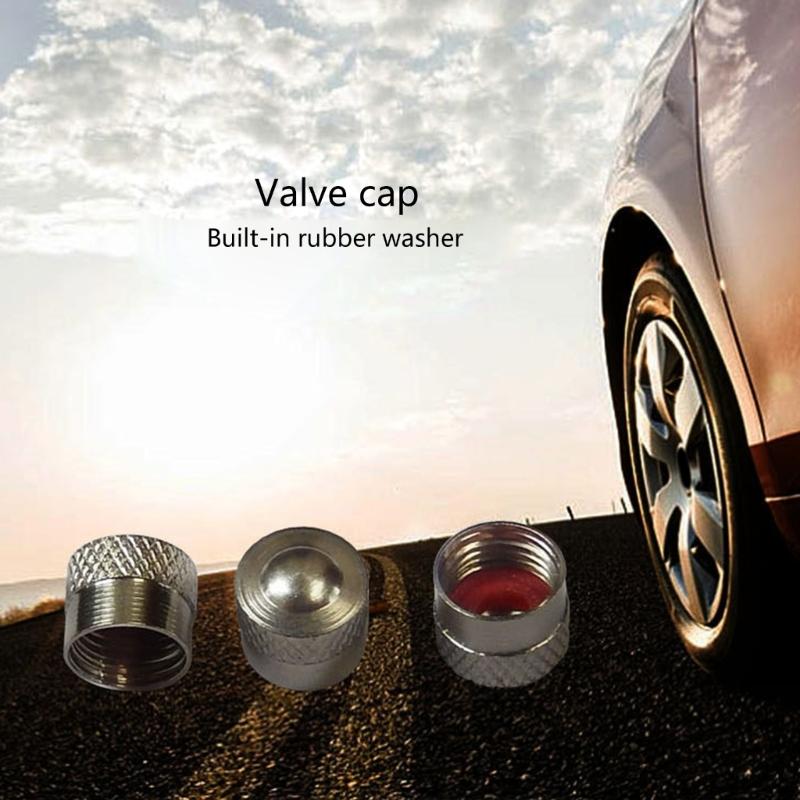 Universal Style Metal Car Anti-rust Motorbike Wheel Tire Valves Stem Cap Airtight Cover Dustproof with Rubber Seal Rings