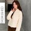 Down jacket women's short hooded light and thin winter small ribs new national standard white duck down jacket