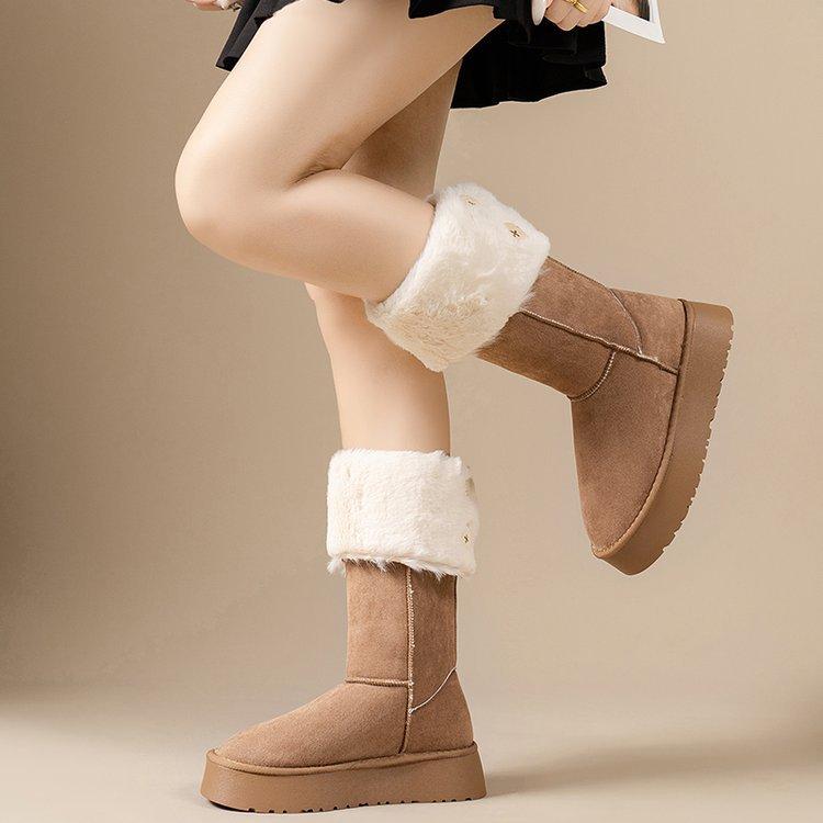 Non-Slip Snow Boots For Women'S New Winter Two Wear Warm Boots Northeast Velvet Thickened High Cotton Shoes For Women
