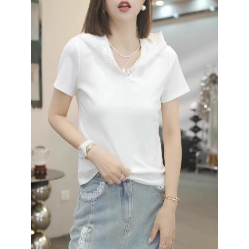 

Белая кружевная футболка с капюшоном большого размера во французском стиле M Suggested under 50 kg