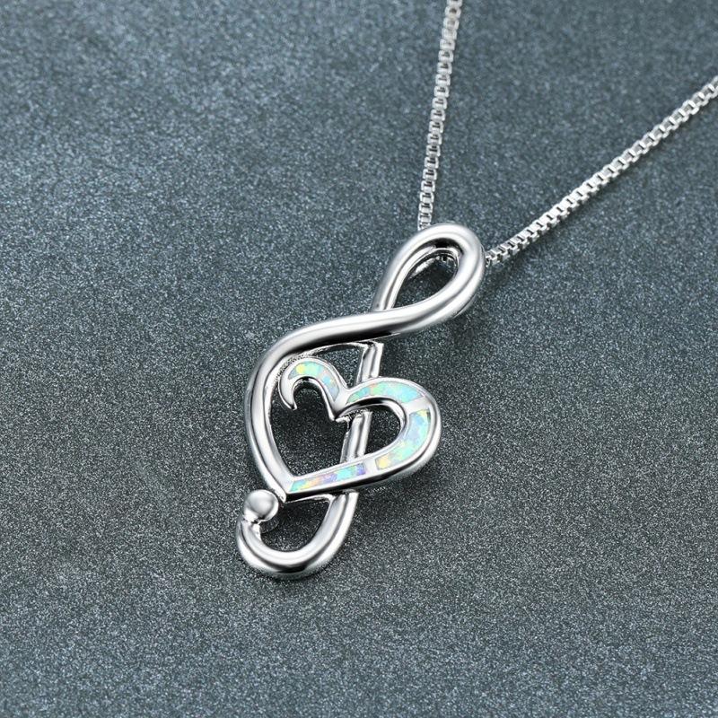 

Fashion OL commuter platinum heart shaped music note necklace