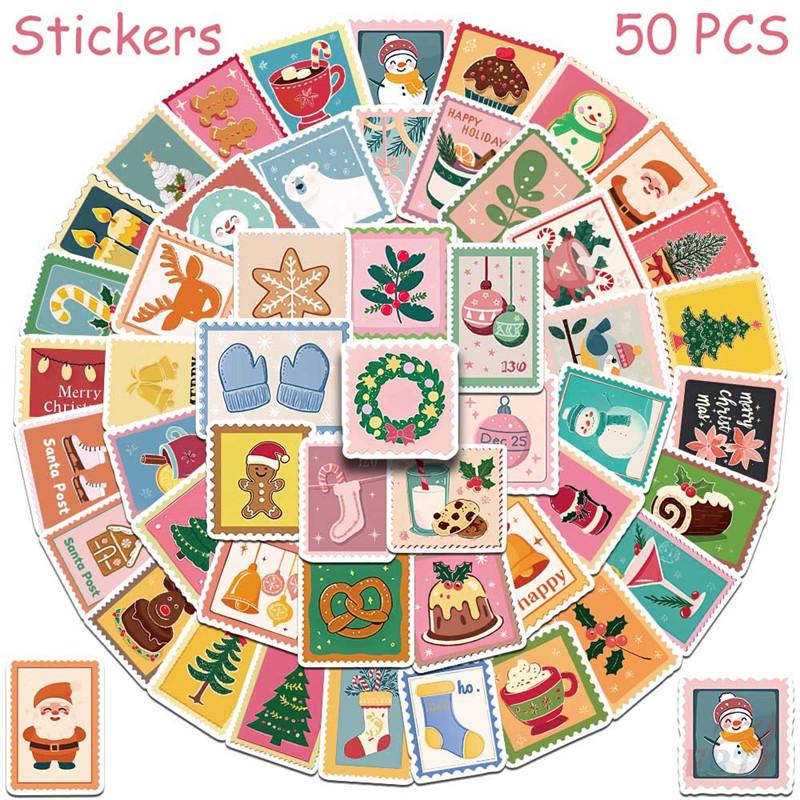 50Pcs/Set Pink Christmas Stamp Series 02 Stickers DIY Fashion Waterproof Doodle Decals Stickers