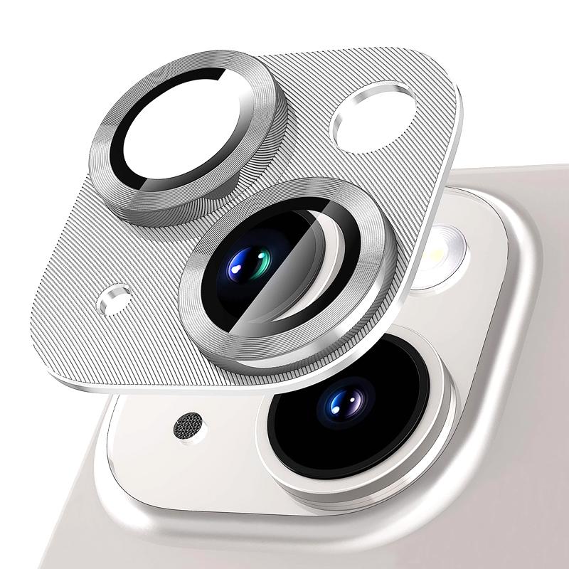 

NORTHJO For iPhone 14/14 Plus Camera Lens Protector CD Vein Integrated Tempered Glass Camera Cover Film Silver
