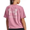Under Armour Loose Fit Training Round Neck Short Sleeve T-Shirt With Back Logo Print Women Tops Pink 1379948-697