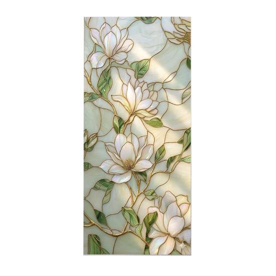 

Floral Window Privacy Film Removable Static Cling Privacy Protection Film Decorative Waterproof Window Film for Home Bathroom Kitchen A