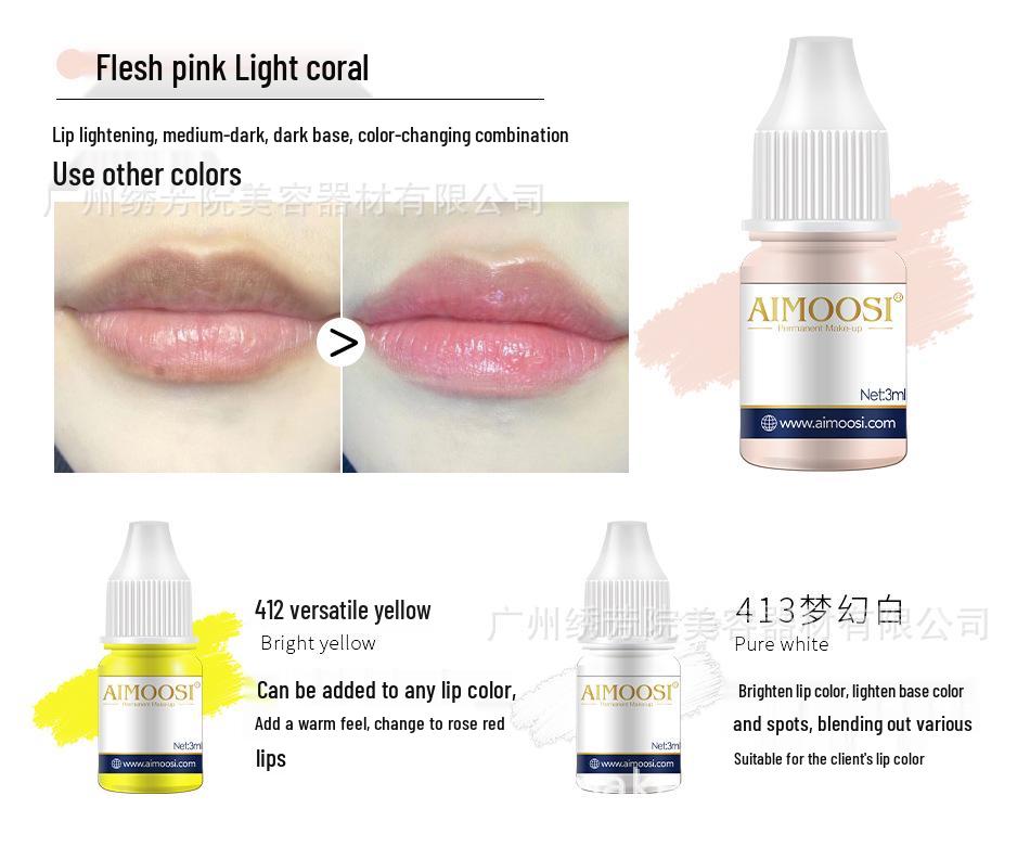 AIMOOSI Microblading Semi-Permanent Pigment: Red, Blue for Eyebrows, Dark Lips, Flesh Pink Emulsion