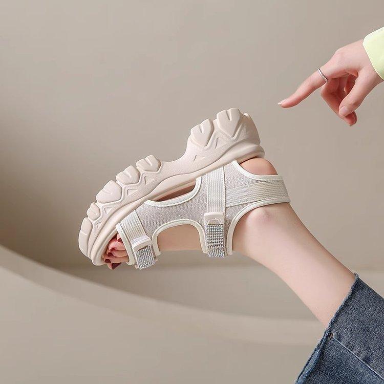 Sports sandals women's summer 2025 new muffin platform women's shoes Internet celebrity high heel fashion Roman casual shoes