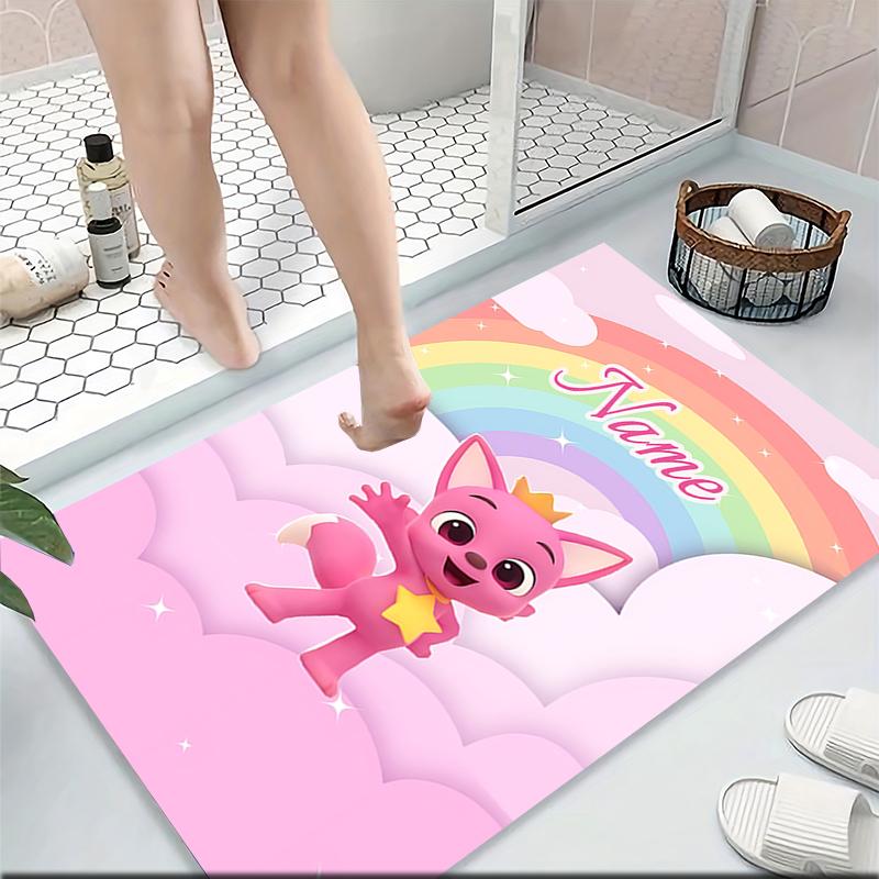 Custom Name Rainbow Fox Adventure Carpet Rug Customizable Soft Washable Anti-Slip Home Living Room Sofa Mats Personalized Rug. 0909161