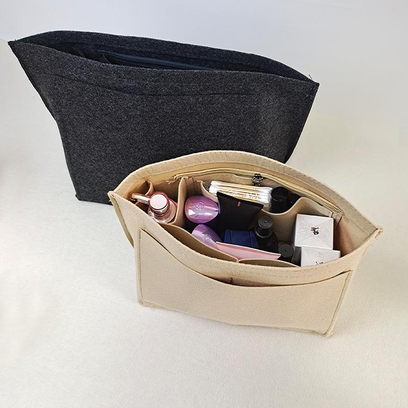 Dumpling-Shaped Felt Cosmetic Bag with Inner Lining for Storage and Organization