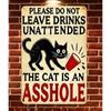 Vintage Cat Metal Poster Wall Art Bar Sign No Drinks