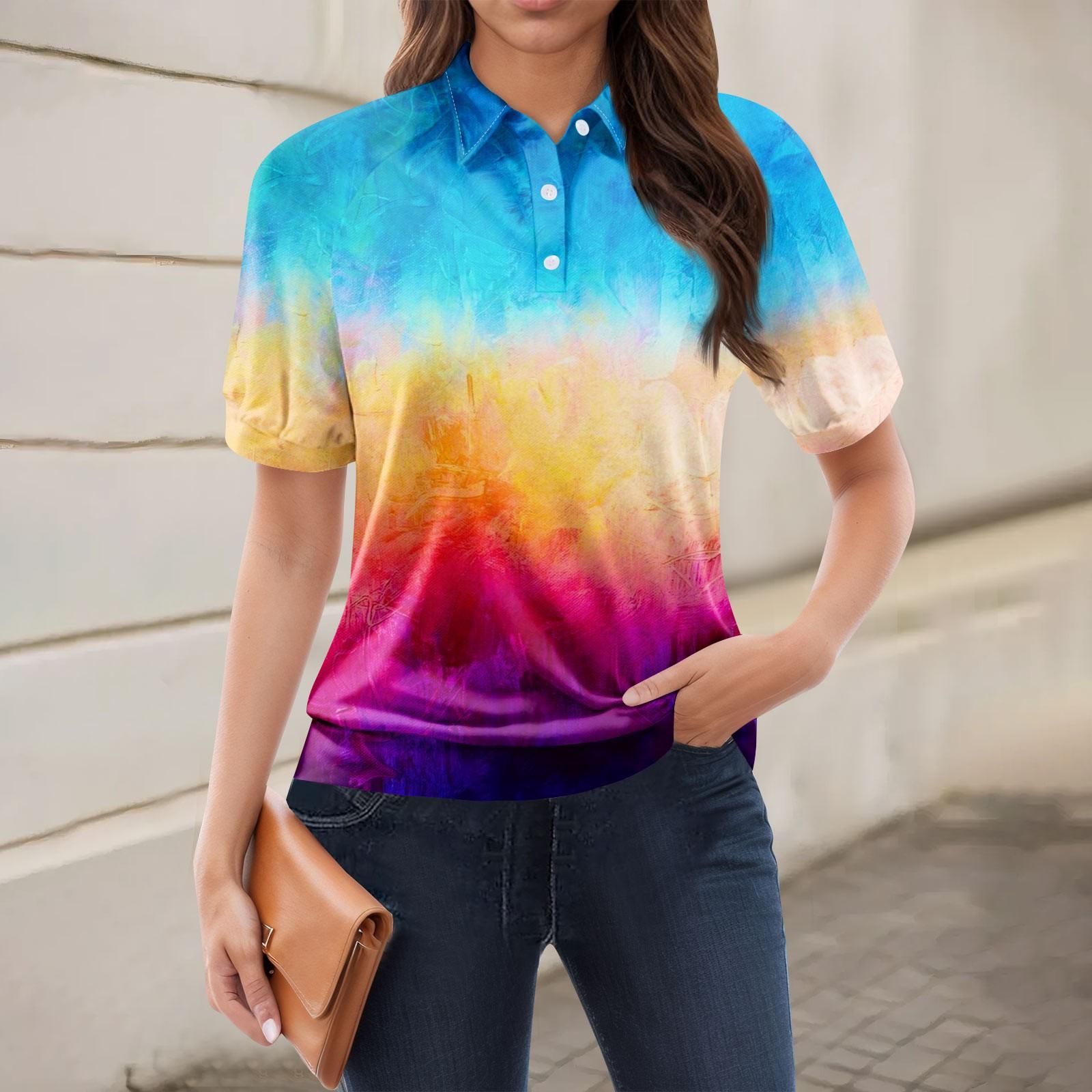 

Женская повседневная футболка с v-образным вырезом и коротким рукавом с цветочным принтом и декоративными пуговицами, топ XXL