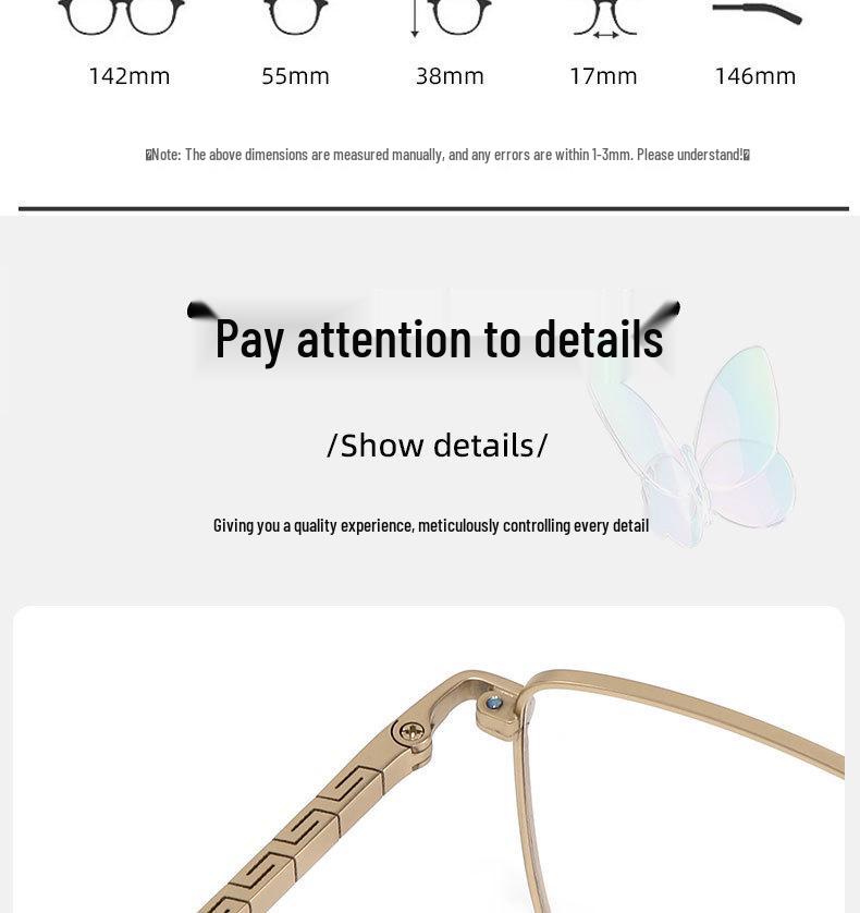 Ultra-Light Semi-Titanium Men's Eyeglass Frames with IP Plating for Myopia & Presbyopia