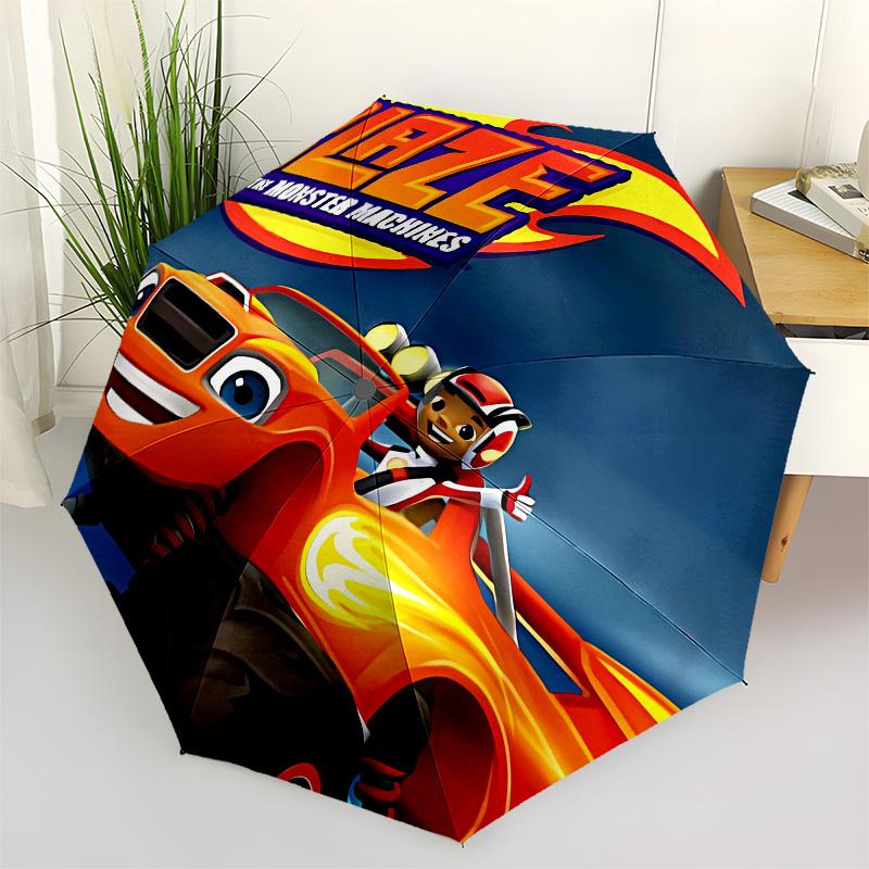 

Blaze, Monster Machines Automatic Opening and Closing, 8 rib Structure Portable Umbrella, Suitable for Men and Women in All Seasons Perfect