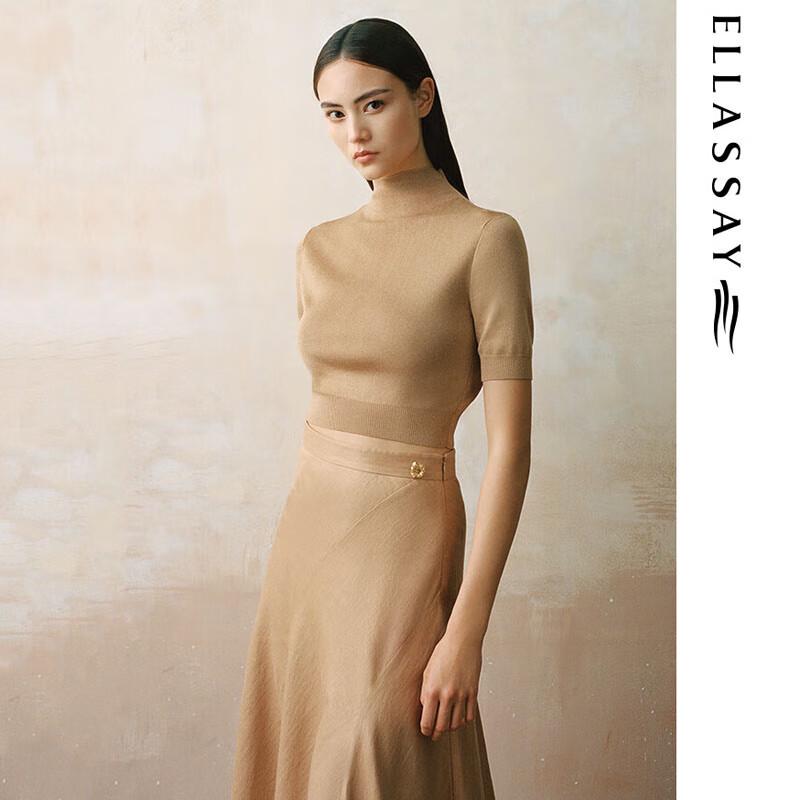 ELLASSAY Women's Slim-Fit Semi-High Collar Knit Top