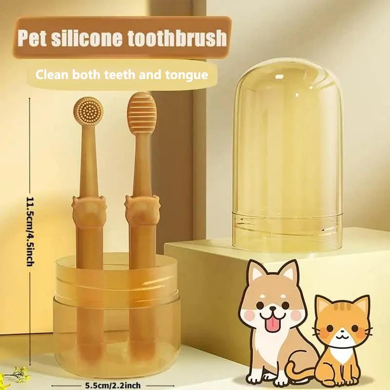 Pet Silicone Cat And Dog Cleaning Toothbrush Oral Care Cleaning Teeth Soft Toothbrush Pet Toothbrushs Teeth Cleanings Products