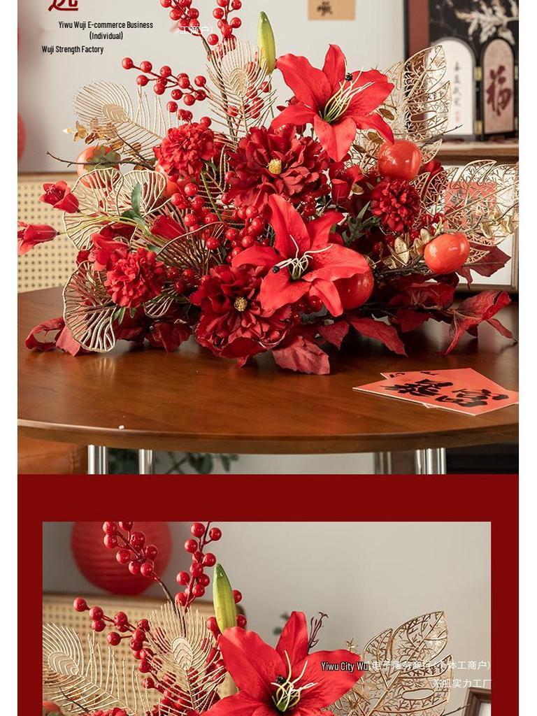 Red Wedding Banquet and Living Room Artificial Flower Decoration