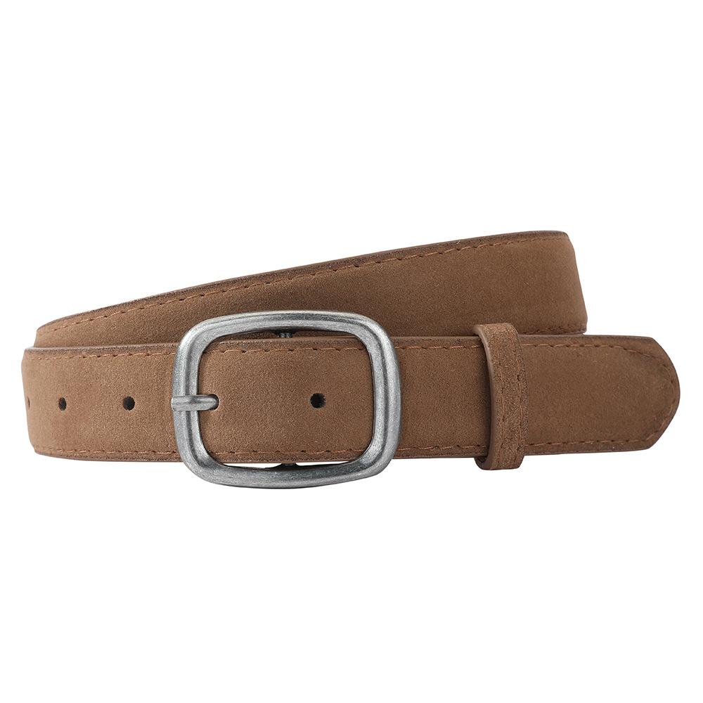 Women's Anti-leather Suede Belt, Women's Retro Distressed Silver Needle Buckle Paired with Jeans, High-end New Belt