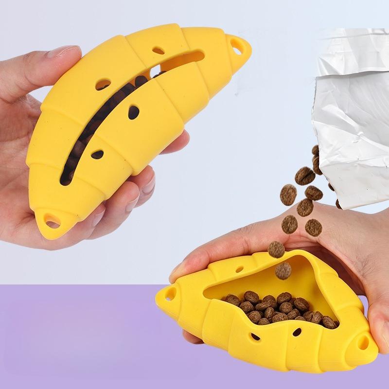 Dog Chew Food Puzzle Toy Chew-resistant Simulated Silicone Cow Horn Bun Puppy Toy Dental Cleaning Training Dog Toy Supplies