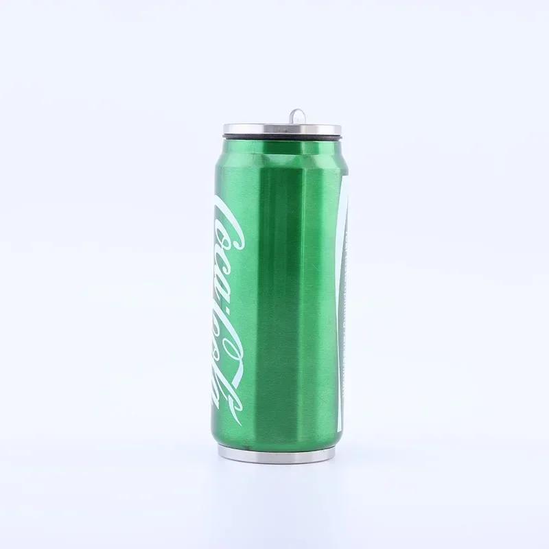 Acciaio Inossidabile Thermos Cola Lattina Tazza Acqua Viaggio Auto Borracce Termiche Tazza Bevande Doppio Strato Tazza con Cannuccia Lattine Soda Tazze Termiche
