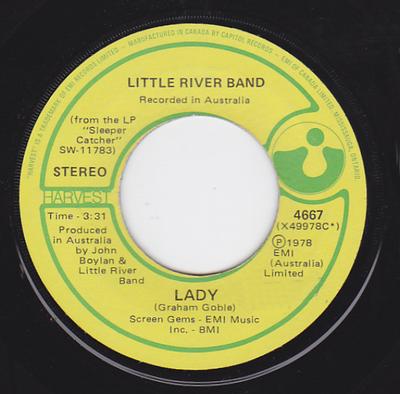 7-Zoll-Schallplatte LITTLE RIVER BAND - Lady 4667 Harvest 1978 Kanada Rock Gebraucht