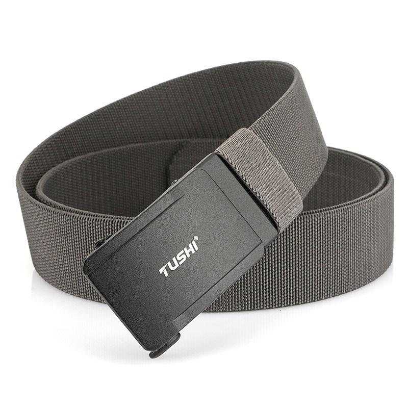 

3.8CM Youth Automatic Buckle Business Casual Belt Men s Elastic Nylon 120cm темно-сірий