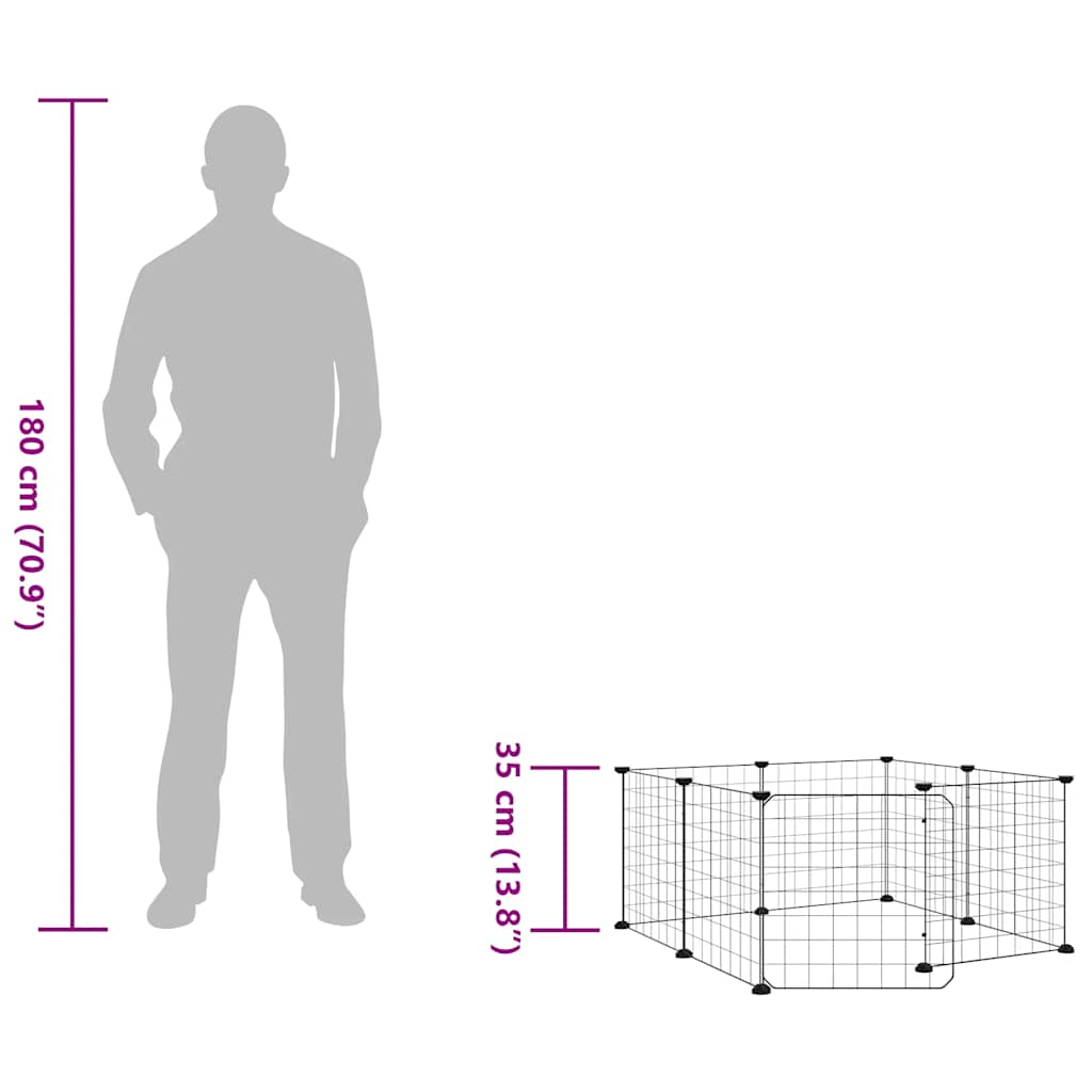 8 Panel Pet Cage with Door Black 35 X 35 Cm Steel