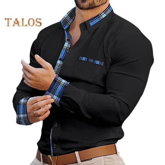 

Мужская формальная рубашка, свободный кардиган с принтом Pald в стиле пэчворк на пуговицах, деловая офисная рубашка средней длины с лацканами, повседневный топ L чёрный