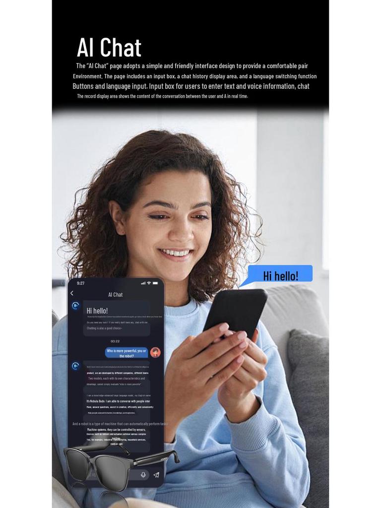 HY-C8 AI Glasses: Wireless Bluetooth Earphones with Real-Time Translation & Multilingual Subtitles