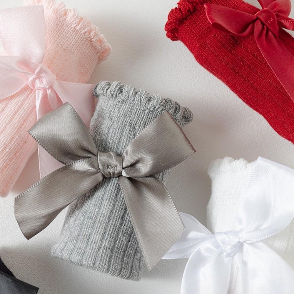 6 Pairs Soft Baby Knee Socks Breathable Big Bow Hosiery Fashion Kids Socks  Girls Wear