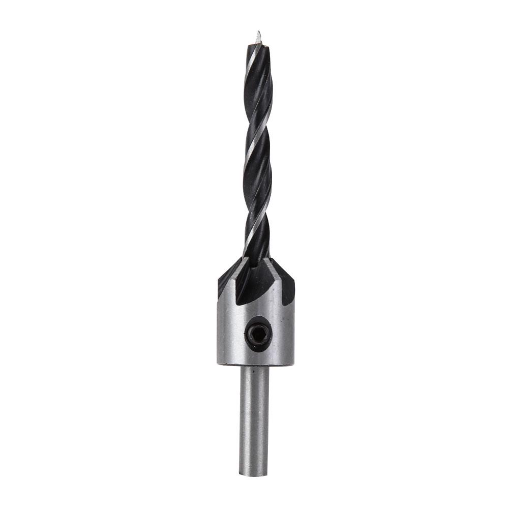 4pcs Three Pointed Woodworking Counterbore Drill 3-6mm HSS Screw Chamfering Drill Bit 5 Flute Countersink Drill Bit Set