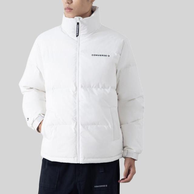 Converse Down Jackets Unisex White Stand Collar Moderate Puffer Jacket UCJ144-W2Y