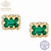 WUIHA Vintage 925 Sterling Silver 5 * 7 MM Emerald Moissanite Diamonds Studs Earrings Wedding Engagement Cocktail Fine Jewelry