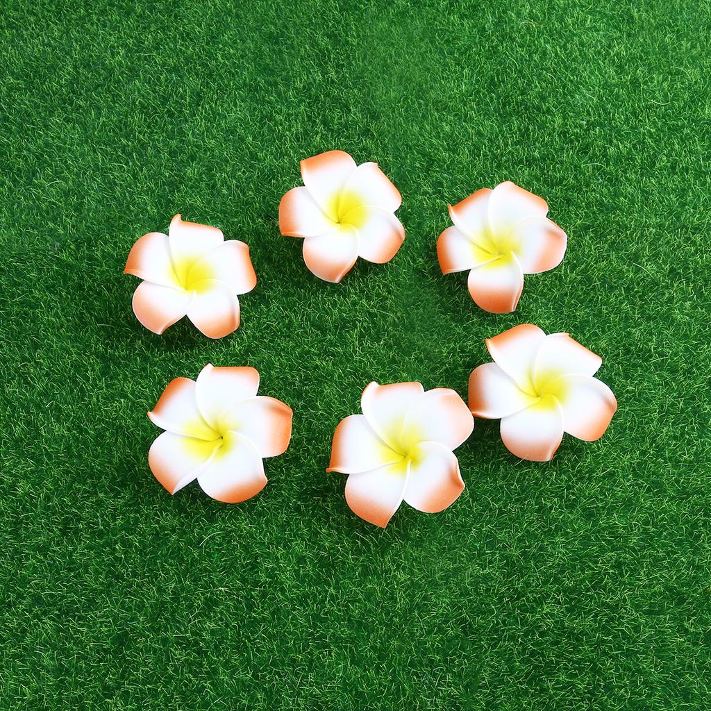 100Pcs 6Cm White Foam Flower Set Artificial Plumeria Hawaiian Frangipani for Wedding Party Decoration DIY Hair Accessories Beads