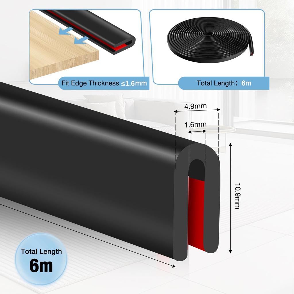Edge Cover with Adhesive Groove Rubber Molding Flexible U-shaped Edge
