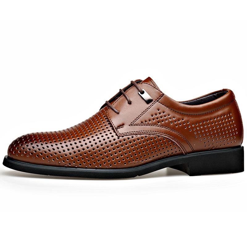 Fashion Summer New Business Breathable Hollow Leather Shoes Men's British Large Size Sandals Korean Casual Fashion Dress Shoes Male