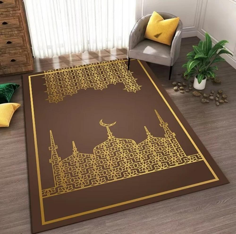 Ramadan Muslim Prayer Mat Halal Carpet for Bedroom Decor Living Room Anti-slip Rug Machine Washable Carpet Entrance Doormat