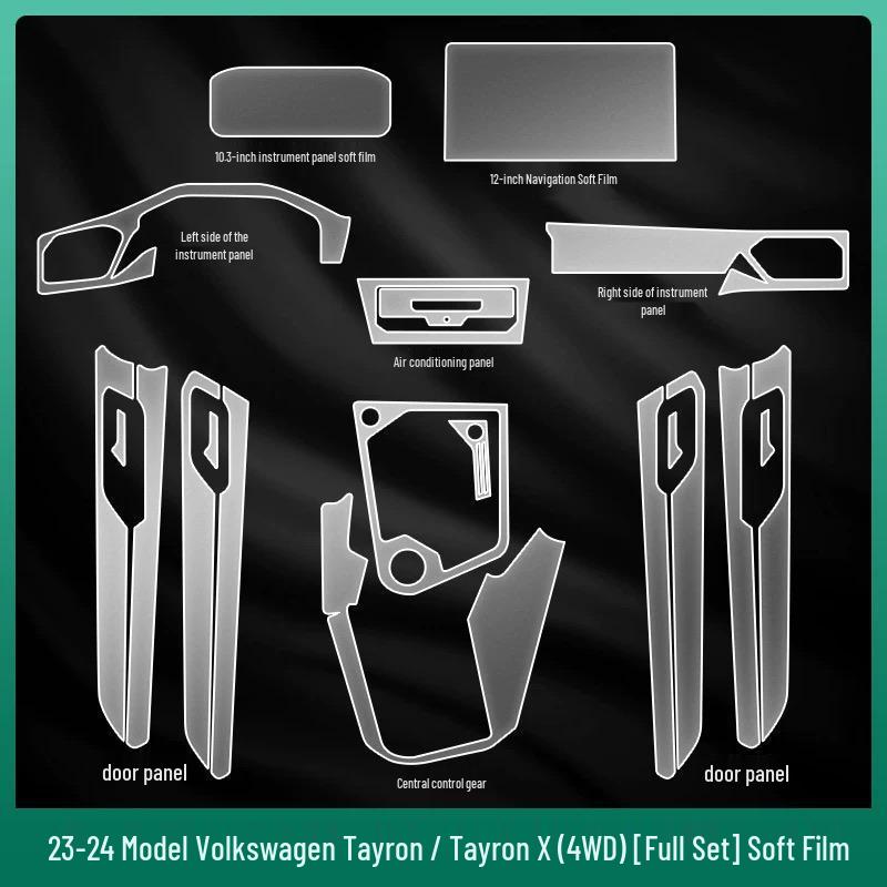 Volkswagen Tayron Interior Protective Film Set: Console, Dashboard, Navigation, Gear Shift, and Screen