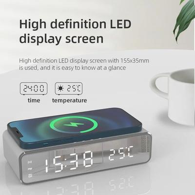 LED Digital Thermometer Earphone Phone Chargers Wireless Charger Time Alarm Clock Fast Charging Dock Station for iPhone Samsung